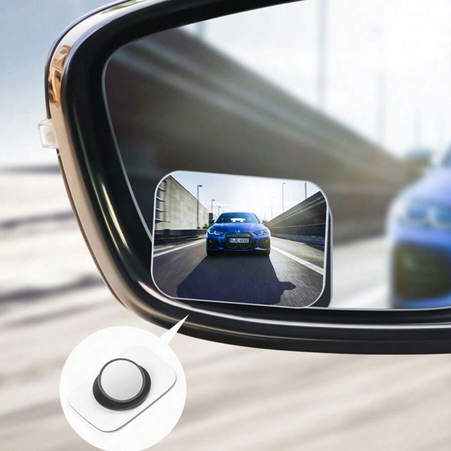 2件組無框後視鏡 長型平面玻璃 倒車小圓鏡 360°可調廣角超高清輔助反光鏡 - A - 查看 1