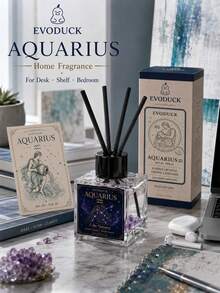EVODUCK 1pc Smokeless Long Lasting Aquarius Zodiac Crystal Reed Diffuser 50ml, Ozone Lavender Fragrance Oil With Purple Crystal & 4 Fiber Reed Sticks, Flameless Scented Oil Diffuser For Bedroom Bathroom Small Room, Air Sign Birthday Gift, Aesthetic Decor - Mixed Fragrance - View 3