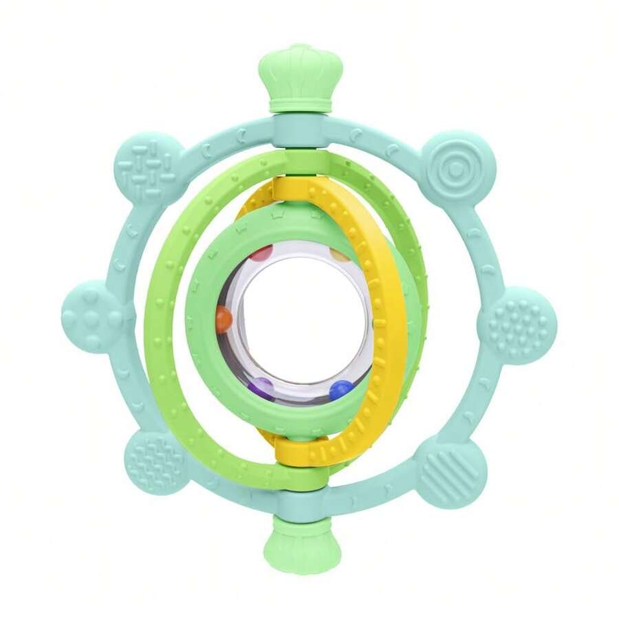 Rotatable Silicone Teething Toy, Baby Teether, Bell-Shaped, Multi-Texture, Colorful, Relieves Teething Pain, Freezer - 綠色 - 查看 1