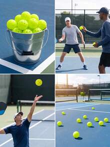Bolas de Pickleball Duráveis para Uso Externo com Furos Precisos à Prova de Vento, Bolas de Pickleball Resistentes para Jogadores de Torneio, Conjunto de Bolas de Pickleball Amarelo Óptico Brilhante, Ideal para Quadras Recreativas de Parques, Bolsa de Treino para Raquete de Pickleball, Conjunto de Equipamentos de Bolas de Pickleball - Bola de pico - Visão 10