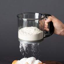 Handheld Powder Sieve Household Cup-Type Flour Sifter Semi-Automatic Handheld Flour Filter Sieve Single Layer Flour Sifter 1pc - Grey - View 1