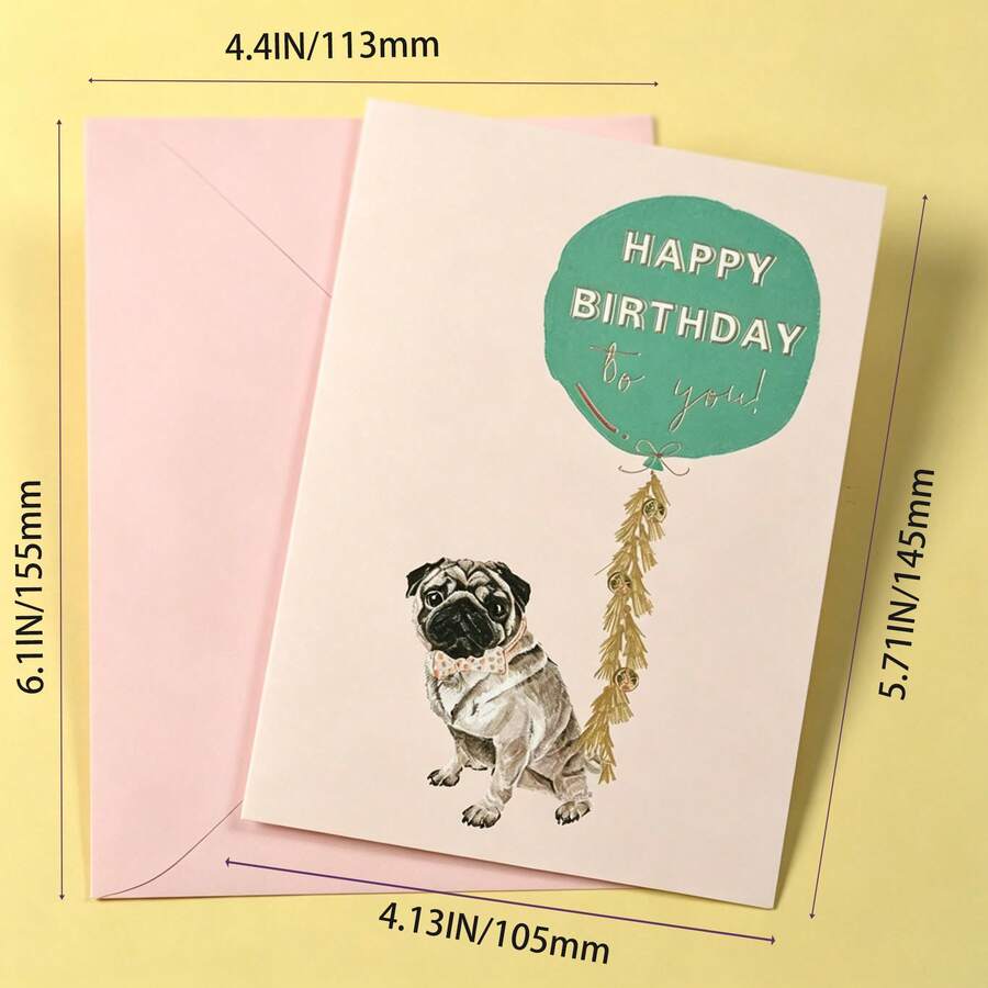 狗狗主題生日祝福卡，通用型祝福卡，男女皆宜紀念生日卡