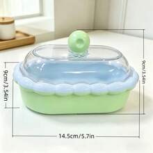 1pc Cute Cartoon Double Layer Soap Box With Lid And Drain Tray, Wavy Edge Portable Dust-Proof Soap Holder, Lightweight Space-Saving Design, Suitable For Bathroom, Dormitory Students And Female College Students Daily Use - Soap Box - View 4