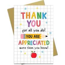 1pc-Fun Teacher Thank You Card With Envelope, Best Gift For Teachers, Student To Teacher Thank You Card, Suitable For Back To School Season And Graduation Party Teacher Appreciation Gift - A - View 5