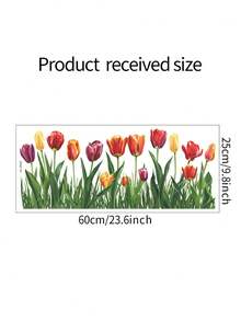 1pc Realistic Colorful Tulip Window Sticker - Spring Floral Greenery Glass Home Decor Static Cling Sticker - Removable Spring Garden Home Glass Sticker, No Glue Needed, No Residue, Spring Floral Theme Home Window Decoration Sticker - Colorful Tulips - View 3