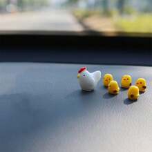 6/12pcs Cute Chick Figurines, Round And Exquisite Design, Suitable For Dashboard And Rearview Mirror, Decorate Car Interior With Healing Mood - Mother Hen and Chicks Car Ornament - View 7