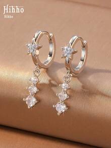 Hihho 1 Pair Elegant High-End Dynamic Star Long Tassel Earrings Mini Small Earrings Elegant Elegant Women's Earrings Suitable For Daily Wear Holiday Decoration Gift Can Be Paired With Stud Earrings And Ear Clips - Star Earrings - View 11