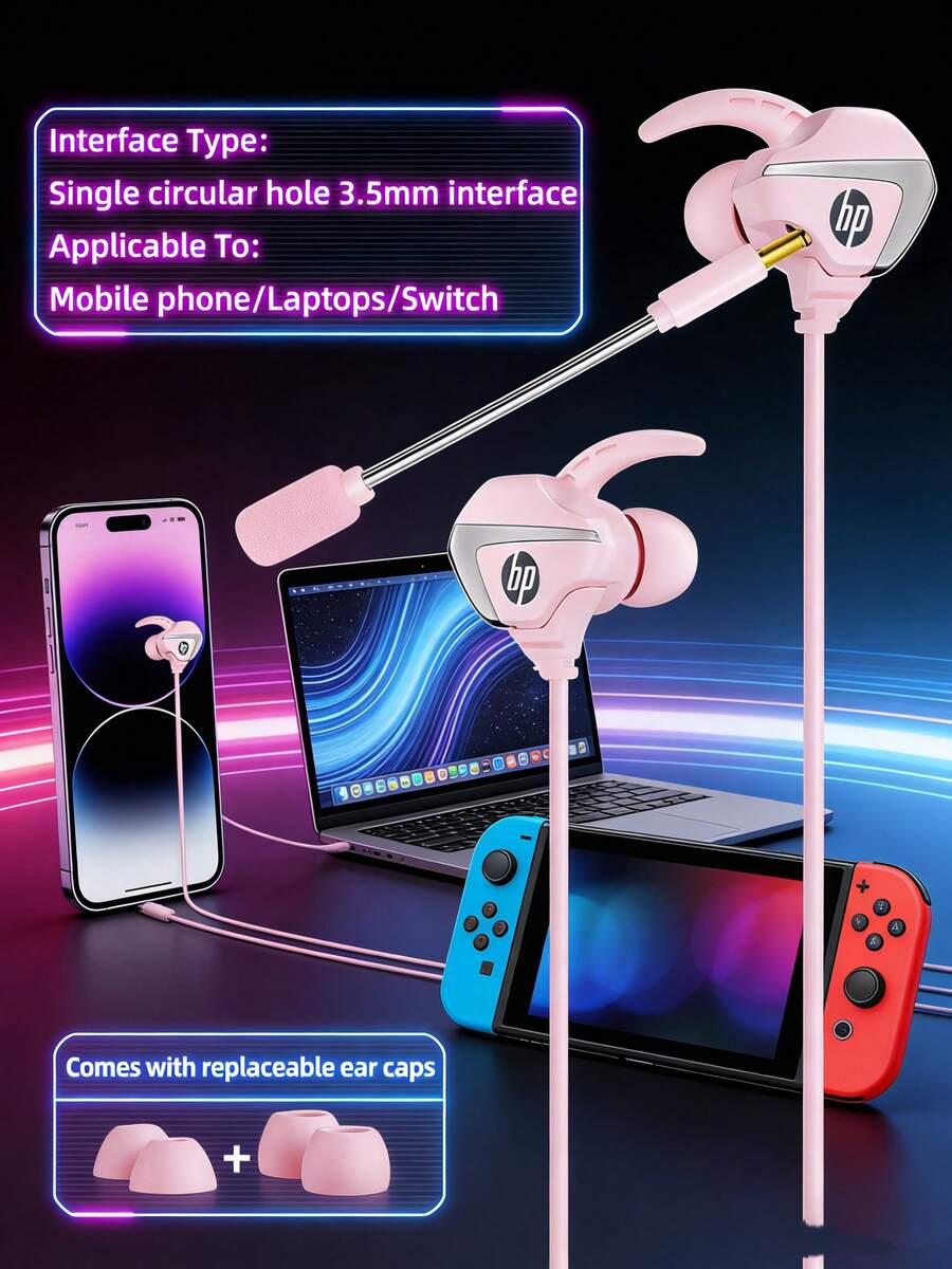 Auriculares intrauditivos con cable HP negros, EarPods con cable de 3.5mm con control remoto integrado y micrófono, control de música, llamadas y volumen, compatibles con teléfono y computadora, auriculares HIFI de alta calidad - Ver 1