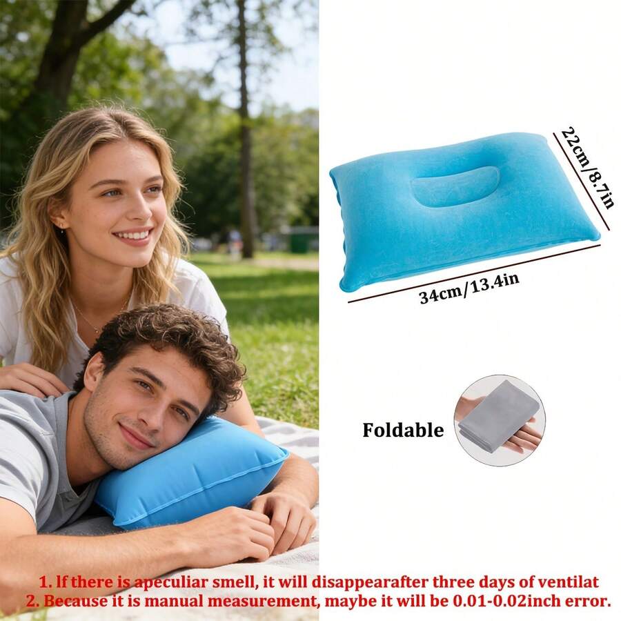 2pcs Inflatable Travel Pillows, Portable Ultra-Light Air Camping Pillow, With Neck And Lumbar Support, Washable Air Pillow, Suitable For Airplane, Car, Office Nap, Hiking, Backpacking, Multifunctional Travel Pillow, Suitable For Various Occasions - Multicolor - View 1