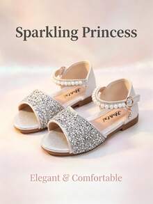 Infant/Toddler Girls' Flat Shoes, Sequin & Pearl Decor, Princess Crystal Shoes For Spring, Summer & Autumn - Silver - View 5