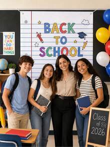 Giant Notebook Paper Texture Background Cloth, Large Notebook Background Banner, First Day Of School Photo Booth, Classroom Wall Decor, Polyester Fabric Background, Suitable For Back To School Party, Graduation Ceremony And Teacher Bulletin Board - Mixed - View 5