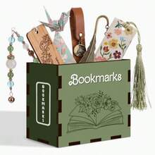 1pc Wooden Desktop Bookmark Holder & Organizer - Painted Book Theme Storage Rack, Compatible With Home Office Decor, Rust-Proof Bookmark Storage, Suitable For Desktop Bookshelf, Holiday Gift For Book Lovers, Wooden Decorative Panel - View 1
