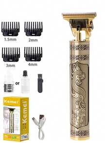 Kemei KM-T9 男士理髮器 無線電動修剪器附限位梳，專業鬍鬚修剪器、理髮器、刮鬍刀、雕刻剃刀，適用於理髮師、居家與旅行使用，生日禮物 - 金色 - 查看 13