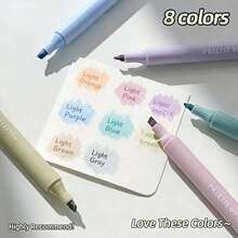8Pcs Soft Tip Highlighter Set, Large Capacity Quick Dry No Bleed Aesthetic Markers, Multi-Color For Journaling, Doodling, Notes & Painting. Stationery For Students, Teachers, Office Staff, Back To School & Graduation Gifts - Multicolor - View 12