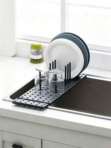 1pc/2pcs Multi-Function Drawer Organizer, Adjustable Divider Tray, Suitable For Kitchen Plates, Bowls, Non-Slip Utensil Storage Rack, Portable Compartment Storage Box - View 7