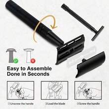 Matte Black Double-Edge Razor, Suitable For Unisex And Men, Reusable, Ideal For Home And Travel - Safety Razor - View 9