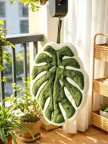 2pcs Leaf Shaped Hand Towels, Super Absorbent, Soft & Fluffy, Hook Design, Bohemian Style Home Decor, Easy To Clean, Reusable, Kitchen & Bathroom Use, Lint-Free Quick Dry, Lightweight & Durable, Back To School Tropical Style Home Cleaning Accessories - Multicolor - View 2
