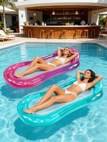 Inflatable Floating Mat, Transparent Minimalist Design With Headrest, Gradient Jelly Color, Suitable For Water, Swimming Pool, Beach, Home Pool, Can Be Used As Inflatable Floating Mat, Water Inflatable Resting Seat, Swimming Pool Inflatable Floating Device, Swimming Pool Inflatable Raft, Air Pump Sold Separately - Gradient - View 2