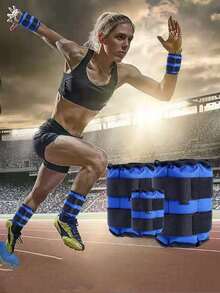 2pcs/1 Pair Strength Training Wrist & Ankle Sandbags, 1-6KG Optional Weight [Product Weight Refers To Total Weight Of Two Sandbags! For Example: 1kg = Two 0.5kg Sandbags, 2kg = Two 1kg Sandbags] - Blue - View 2