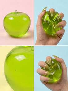 1 Stück grünes apfelförmiges Marshmallow Slow-Rise Squishy Spielzeug, superweiches transparentes Jelly-Quetschspielzeug, fruchtiges sensorisches Spielzeug, Angstlinderung Handtherapie Entspannungsspielzeug, geeignet für Teenager, Erwachsene, Büro Schreibtisch tägliche Stressabbau Spielzeug - Verschiedenfarbig - Übersicht 5