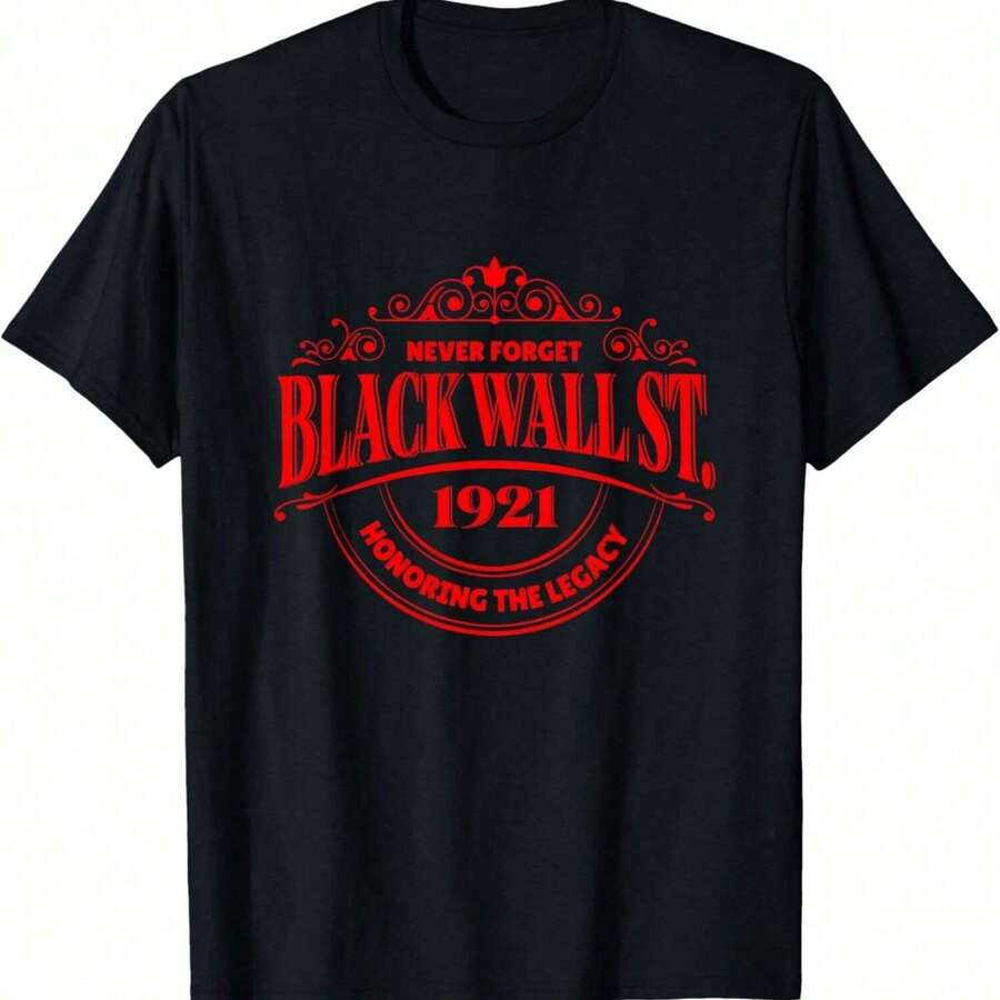 Unisex schwarz History Legacy Text Rundhals Kulturstolz Lässig T-Shirt Schwarz T-Shirt GIMM - Schwarz - Übersicht 1