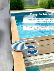1pc Universal Clip-On Drink Holder, Can Be Clipped To Table Edge, Table And Chair, Adjustable Clamp Cup Holder With Non-Slip Silicone, Suitable For Beach, Camping, Office - Multicolor - View 4