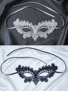 1/2/3/5 Pieces Women's Lace Masquerade Mask, Sexy Vintage Style, Cut Out Floral Pattern Half Face Mask With Ribbons, Suitable For All Seasons, Valentine's Day Costume - Multicolor - View 12