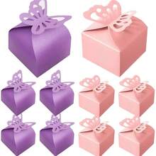 10件/組 彩色蝴蝶糖果盒 伴手禮贈品禮品巧克力包裝盒 婚禮賓客禮盒 - 查看 1