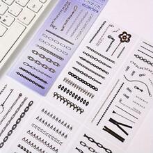6pcs Chain Pattern PET Waterproof Stickers, Transparent Index Tabs For Scrapbooking, Suitable For DIY Crafts, Notebooks And Party Activities, Multiple Styles Of DIY Decorative Stickers, Durable School Supplies - 6 Sheets - View 1