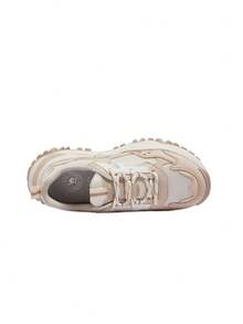 CAMEL CROWN Women's Spring Thick-Soled Height-Increasing Breathable Versatile Fashionable Casual Sports Chunky Sneakers - White Rice Apricot - View 4