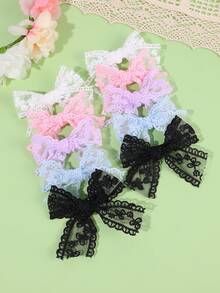 10件裝蕾絲髮夾，花卉刺繡蝴蝶結髮夾，精緻女孩髮夾，春夏甜美可愛髮飾，時尚派對髮飾，青少年適用 - 彩色 - 查看 2