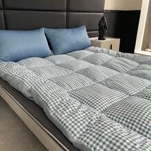 Plaid Thin Mattress Pad, Soft Breathable Floor Sleeping Mat, Multiple Sizes Available, All-Season Use, Suitable For All Bed Types - Baby Blue - View 6