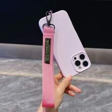 1 Stück minimalistischer einfarbiger kurzer Handy-Lanyard-Anhänger, langanhaltend Nylonmaterial, breiter Stoffriemen, bequemer Handgelenkriemen, geeignet für Handyhülle-Lanyard, Schlüsselanhänger-Lanyard, Taschen-Lanyard, Wasserflaschen-Lanyard, universeller Handgelenkriemen - Kurzes, breites Lanyard + farblich passende Karten - Übersicht 6