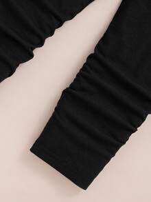 Young Girl Knight Print Crew Neck Sweatshirt And Leggings - Black - View 7