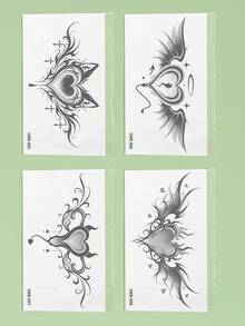 4pcs/Set Temporary Tattoo Stickers, Sexy Couple Game Style, Waterproof And Sweat-Proof, Disposable, Suitable For Women And Men, Face, Arm, Waist, Chest, Leg, Abdomen, Neck, Hand, Finger, Back, Party, Stage Performance, Modern Body Art - Multicolor - View 5
