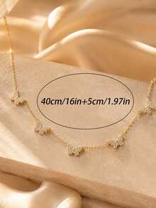 1 pieza Collar elegante y delicado de mariposa chapado en oro de 14K para mujer, de cobre con cristales, resistente al desvanecimiento, adecuado para uso diario, reuniones con mejores amigas, regalo de Navidad, regalo de vacaciones - collar - Ver 3