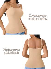 CELILIN Apricot Adjustable Strap Seamless Camisole, Breathable Skin-Friendly Tummy Control Slimming Innerwear - Apricot - View 6