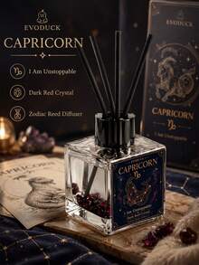 EVODUCK 1pc Long Lasting Flameless Capricorn Zodiac Crystal Reed Diffuser 50ml, Smoky Oud Fragrance Oil With Deep Red Crystal & 4 Fiber Reed Sticks, Smokeless Scented Diffuser For Office Study Desk, Earth Sign Birthday & New Year Gift, Home Fragrance Decor - Mixed Fragrance - View 5