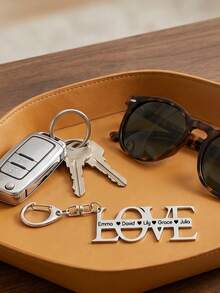 客製化 LOVE 鑰匙圈，個性化情侶鑰匙圈，極簡風包包掛飾，客製姓名鑰匙圈，可客製化週年紀念禮物，情侶禮物 - 風格B - 查看 6