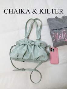CHAIKA & KILTER 1件純色PU布料托特包，女款時尚單肩托特包，雙手柄設計，拉鍊開合，飾帶裝飾，適合日常與街頭使用 - 綠色 - 查看 4