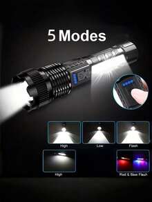 Senter LED berdaya tinggi ini memiliki 5 mode, fungsi zoom, dan pencahayaan genggam yang kuat. Ini adalah senter portabel untuk berkemah yang cocok untuk mendaki gunung di luar ruangan dan keadaan darurat di rumah. Dilengkapi dengan baterai 800mAh bawaan. - Bintang - View 4