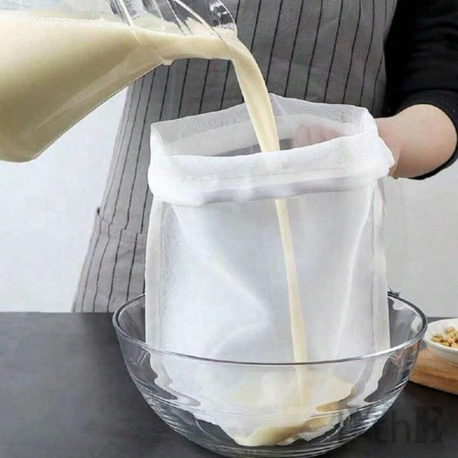 可重複使用細網尼龍濾袋,適用於製作果汁、起司、冷萃咖啡,過濾與擠壓,超細網尼龍濾布多功能食品濾袋,廚房必需品,理想的聖誕廚房禮物送給廚師 - 白色 - 查看 1