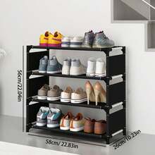 [1pc]Simple Multi-Layer Shoe Rack, Black/Grey Metal Material, Sturdy Thickened Shoe Storage Rack, Dust-Proof Multi-Functional Organizer, Easy Assembly, Modern Style, Suitable For Student Dorm, Home Entrance, Hallway, Balcony - View 6