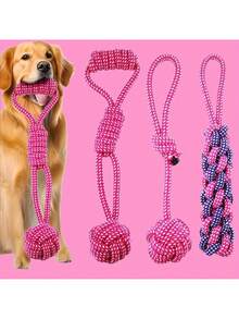 3 PCS / 1 PC Purple Knotted Rope Dog Toy, Durable Training Interactive Dog Rope, Suitable For All Sizes Of Dogs For Indoor And Outdoor Play And Teeth Cleaning - Multicolor - View 1