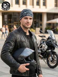 Musion 1/2/3pcs Paisley & Camo Print Knit Helmet Liner Beanie, Breathable Moisture-Wicking Skull Cap, Windproof Sweat-Absorbent Dome Hat For Motorcycle Riding, Cycling And Racing Sports - Multicolor - View 5