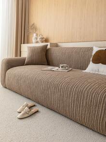 1pc 3D Sofa Cover, Multi-Functional Full Coverage Sofa Slipcover, Solid Color Geometric Pattern Design Sofa Protector, Holiday Decor Sofa Cover, High Elasticity All-In-One Sofa Cover, Suitable For All Seasons - Brown - View 4