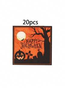 10pcs/20pcs/40pcs/60pcs Vintage Halloween Paper Tableware Set, Black Cat Ghost Tree 7/9 Inch Paper Plates 6.5 Inch Napkins, Orange & Black Halloween Party Supplies, Halloween Birthday Haunted House Theme Party Decoration Dinner Dessert Plates Napkins Set - Multicolor - View 6
