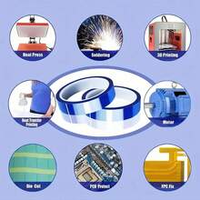 33m Blue High Temperature Resistant Tape, High Adhesion And Residue-Free, With Silicone Protective Film, Heat Resistant Tape, Suitable For Sublimation Transfer And Residue-Free - View 4