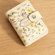 Vintage Oil Painting Floral Card Holder, PU Leather Button Closure, RFID Blocking Multi-Slot Card Wallet, Passport And Document Travel Organizer - Multicolor - View 10