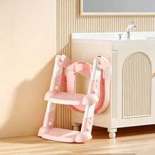 Oaoleer 1pc Baby Potty Training Seat With 2-Step Ladder For Toddlers, Soft Cushioned Seat And Splash Guard, Anti-Slip Wide Steps, Adjustable Height Potty Seat - Multicolor - View 4
